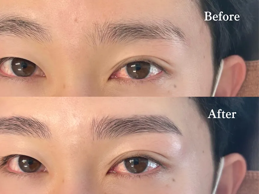 中性的なアンニュイなイメージの眉デザインの施術例