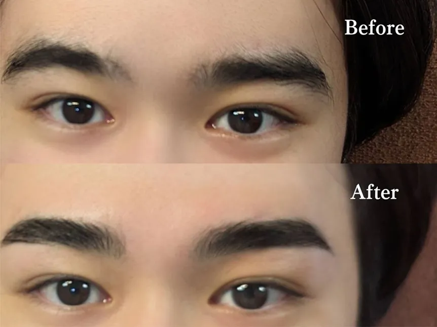 ナチュラルで優しいイメージの眉デザインの施術例
