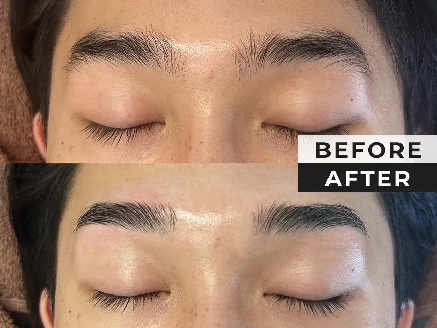 ナチュラルで優しいイメージの眉デザインの施術例