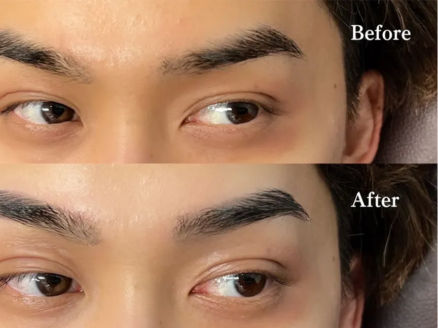 キリッとメンズらしい眉デザインの施術例